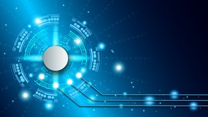 UI Hi-tec interface blue abstract digital technology with glowing particles, vector illustration