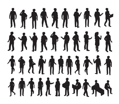 Isometric 3d illustration set Silhouettes of people