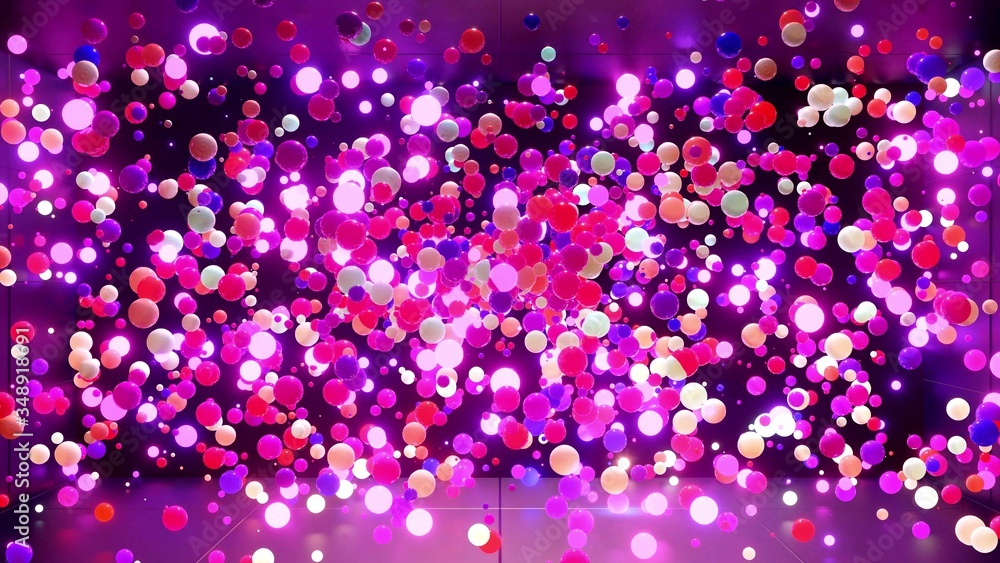 Aufkleber abstract composition of colorful balls in air, which randomly light up and reflect in each other. mu