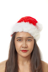 Young asian woman in christmas hat