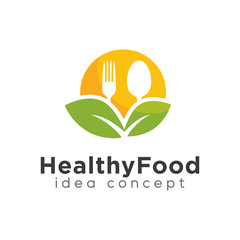 Healthy Food Concept Logo Design Template