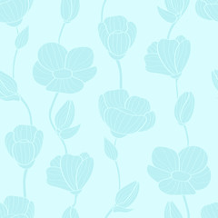 seamless pattern with silhouettes of a curly flowers