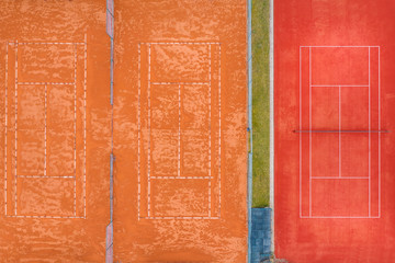 empty tennis courts from above