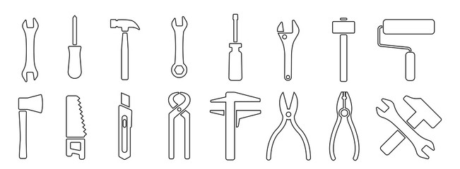 Working tools or instrument icon set