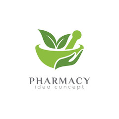 Pharmacy Concept Logo Design Template, Herbal Medicine