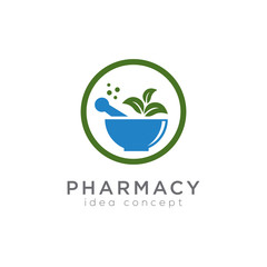 Pharmacy Concept Logo Design Template, Herbal Medicine