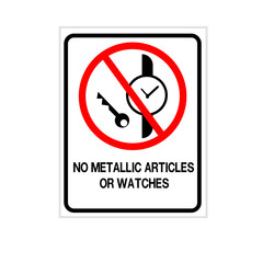 No Metallic Articles Or Watches Symbol Sign, Vector Illustration, Isolate On White Background Label .EPS10