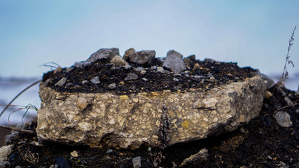 pebbles on stone in winter