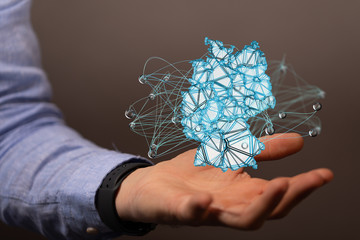 map of Germany. Wire frame 3D mesh