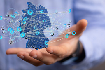 map of Germany. Wire frame 3D mesh