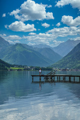 Impressions of Achensee - Achen Lake, alps mountains in Tirol, Austria