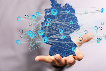 map of Germany. Wire frame 3D mesh