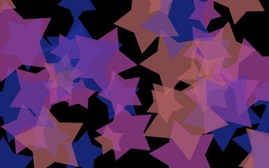 Obraz premium Multicolored translucent stars on a dark background. Orange tones. 3D illustration