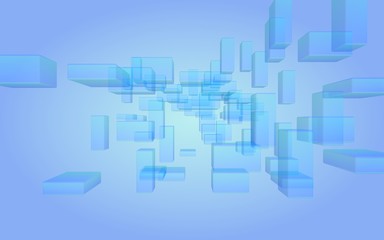 Fototapeta premium Blue and purple abstract digital and technology background. The pattern with repeating rectangles. 3D illustration