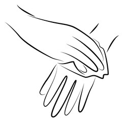 Rub your hands with a clean towel. Hygienic procedure. Disease prevention, good for health. Vector illustration