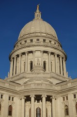 Fototapeta na wymiar Exterior view of the Wisconsin State Capitol located in Madison, Wisconsin, United States