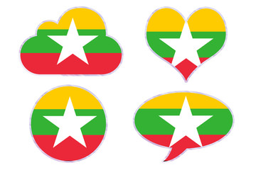 Myanmar flag in different shapes