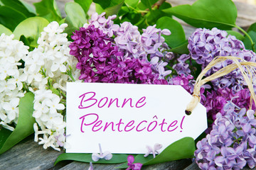 Bonne Pentecote, Pentecost card with lilac.