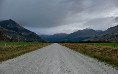 Fototapeta na wymiar Scenery along the gravel section of the Wanaka-Mount Aspiring Road, South Island, New Zealand