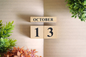 October 13, Appointment date with number cube design for background.