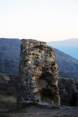 Old ruins and mountains near Mtskheta town in country Georgia