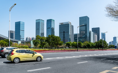 Skyscrapers and road ground in Shenzhen