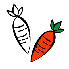 Carrot vector icon. Carrot icon isolated on white background. Carrot Icon food vegetables.Vector orange flat carrot icon isolated on white background.