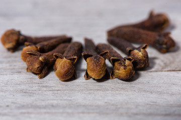 Close up on group of dried clove for cooking