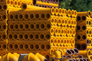 yellow plastic pipes