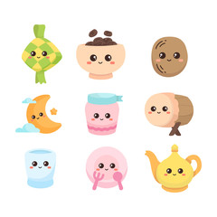 kawaii style Ramadhan character collection