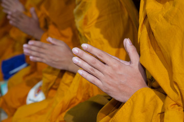 hands of Thai monks
