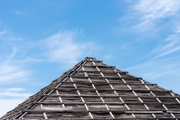 Fototapeta na wymiar old wooden house roof planks