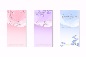 Set of watercolor banner with soft concept