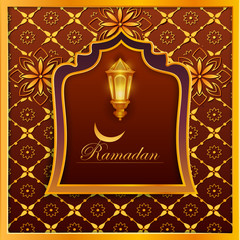 vector illustration of Ramadan Kareem Greetings for Ramadan background with Islamic Mosque