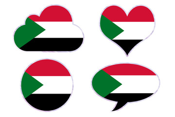 Sudan flag in different shapes