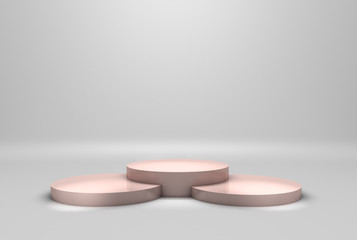 Modern podium or pedestal with platform concept on white background. 3D rendering