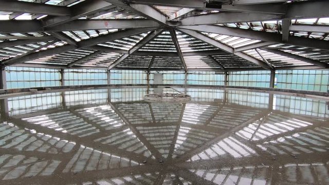 Primary sedimentation tank and aeration tank on a modern Sewerage treatment facilities. Sochi, Russia.
