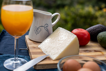 natural healthy breakfast with views in the countryside 