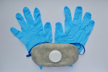 medical mask and rubber gloves on a white background. medical worker day. chemist day. World Trauma...