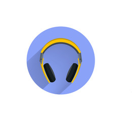 headphones colorful flat icon with long shadow. headphones flat icon