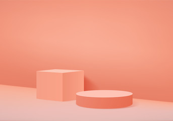 abstract orange Podium and scene with 3d render vector in Minimal background composition, 3d illustration mock up scene geometry shape platform forms for product display. stage for awards in modern.