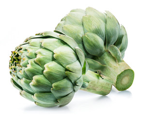 Fototapeta premium Artichoke flower edible buds isolated on white background.
