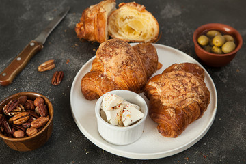 croissant, fresh crispy croissant, pastries