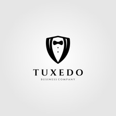 tuxedo shield logo vector illustration design