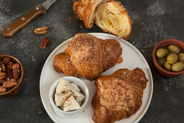 croissant, fresh crispy croissant, pastries
