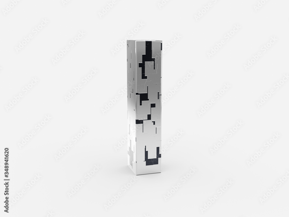 Poster futuristic letter i - futuristic metallic font letters set with sci-fi metallic metallic random pann