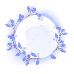 Watercolor frame with purple floral concept