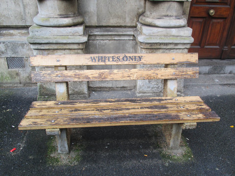 A bench in Cape Town during the apartheid period placed outside the High Court Civil Annex. Even benches were reserved to whites only of non white only
