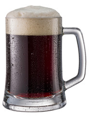 Glass of black beer isolated on a white background.