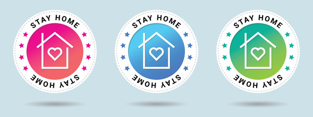 Stay home stamp vector illustration. Vector certificate icon. Set of 3 beautiful color gradients. Vector combination for certificate in flat style.